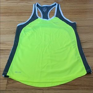 Nike Dri-Fit racer back tank top neon yellow, grey, white